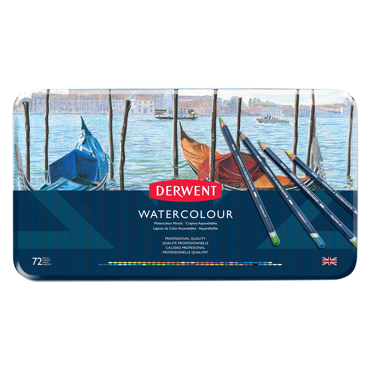 Derwent Watercolour Pencils - Tin Case Set - Made In UK (12, 24, 36, 72 Piece Options)