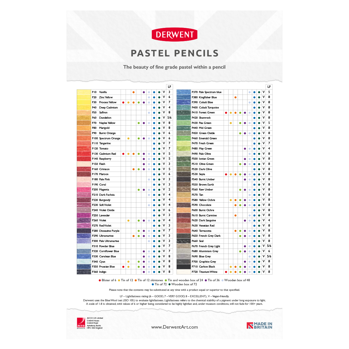 Derwent Pastel Coloring pencils Set of 36 | Pen Store