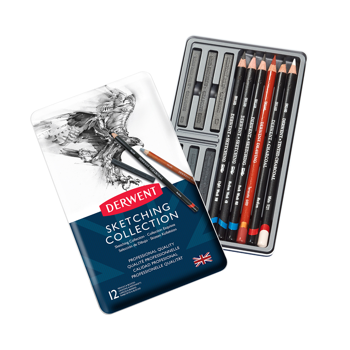 Derwent Academy Metal Case with 12 Colored Pencils - Εικαστικός Κόσμος