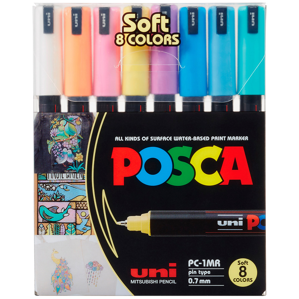 Uni Posca Markers PC-1M, 8 set Soft Colors 