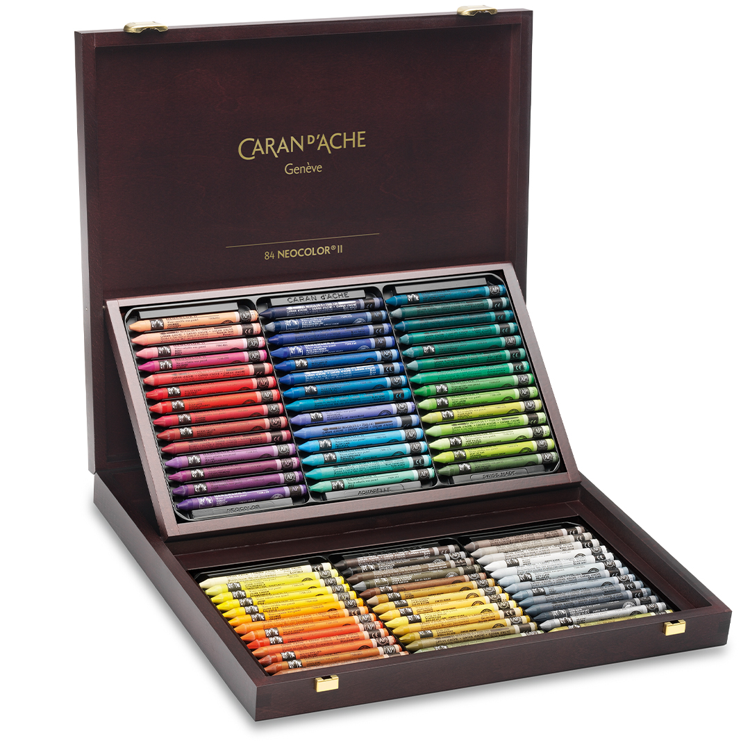 Caran d'Ache Neocolor II 84色セット Caran d'Ache Neocolor II Aquarelle Wooden Box of 84 pcs