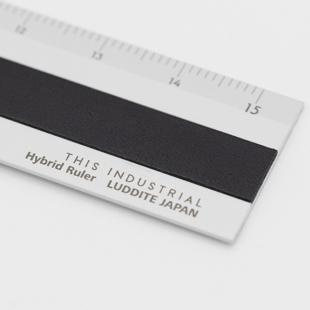 Ruler Aluminium/Leather 15 cm Silver/Black