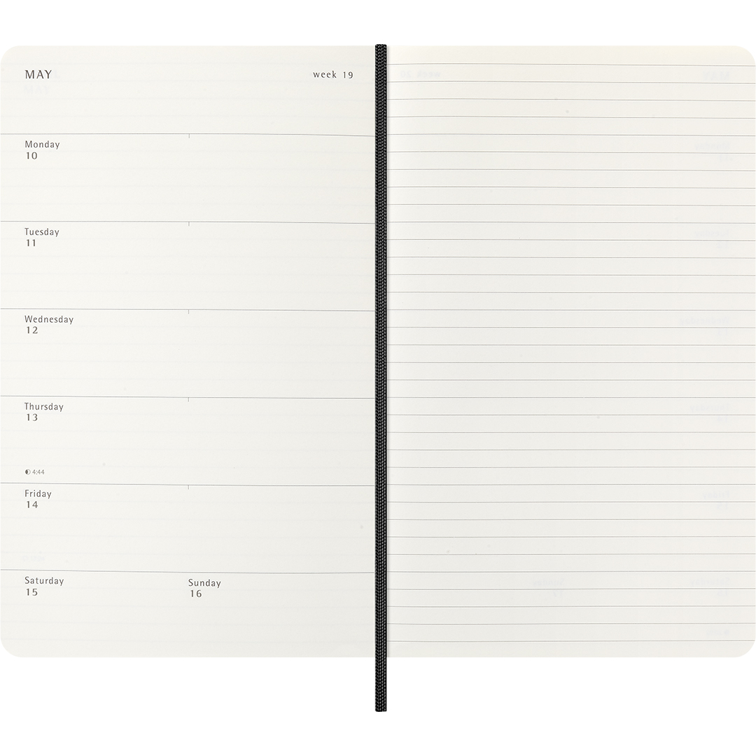 Calendar 18M WeekNote Soft Cover Large Black
