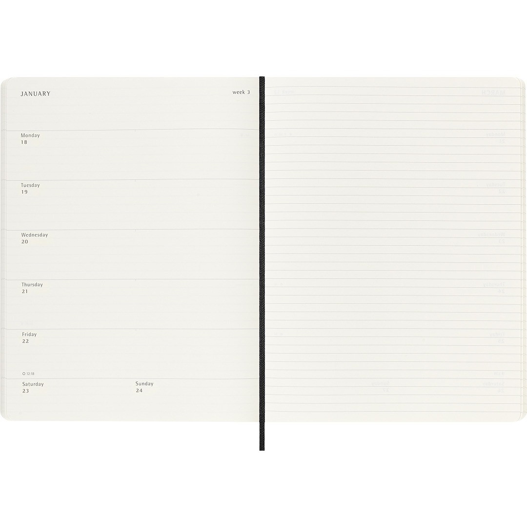 Calendar 18M WeekNote Soft Cover XL Black
