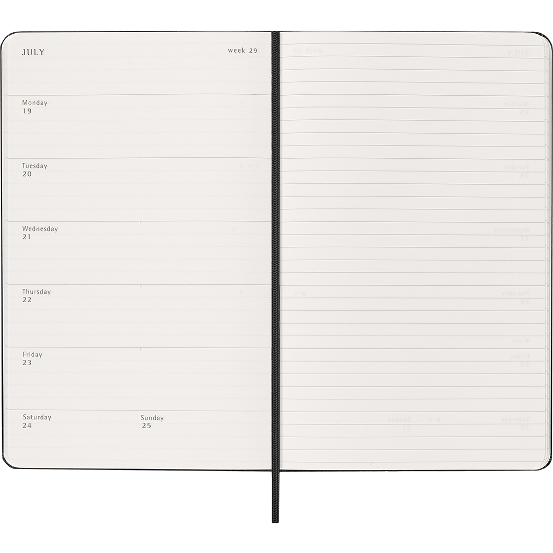 Calendar 18M WeekNote Hard Cover Large Black