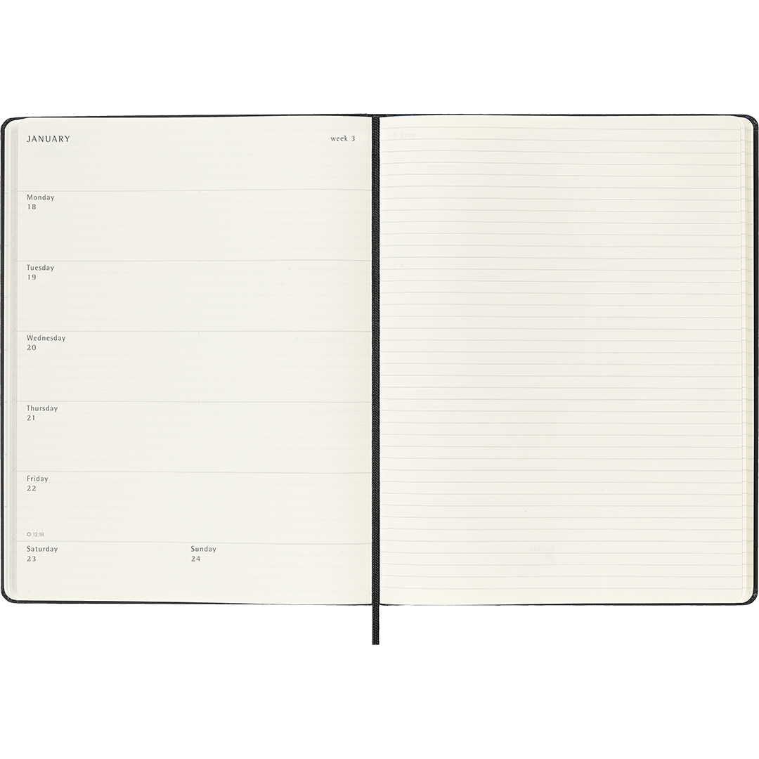 Calendar 18M WeekNote Hard Cover XL Black