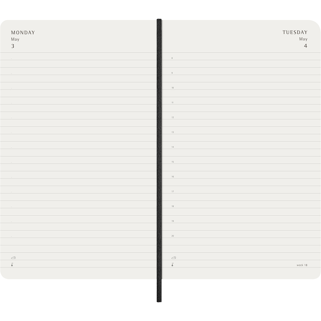 Calendar 18M Daily Soft Cover Large Black