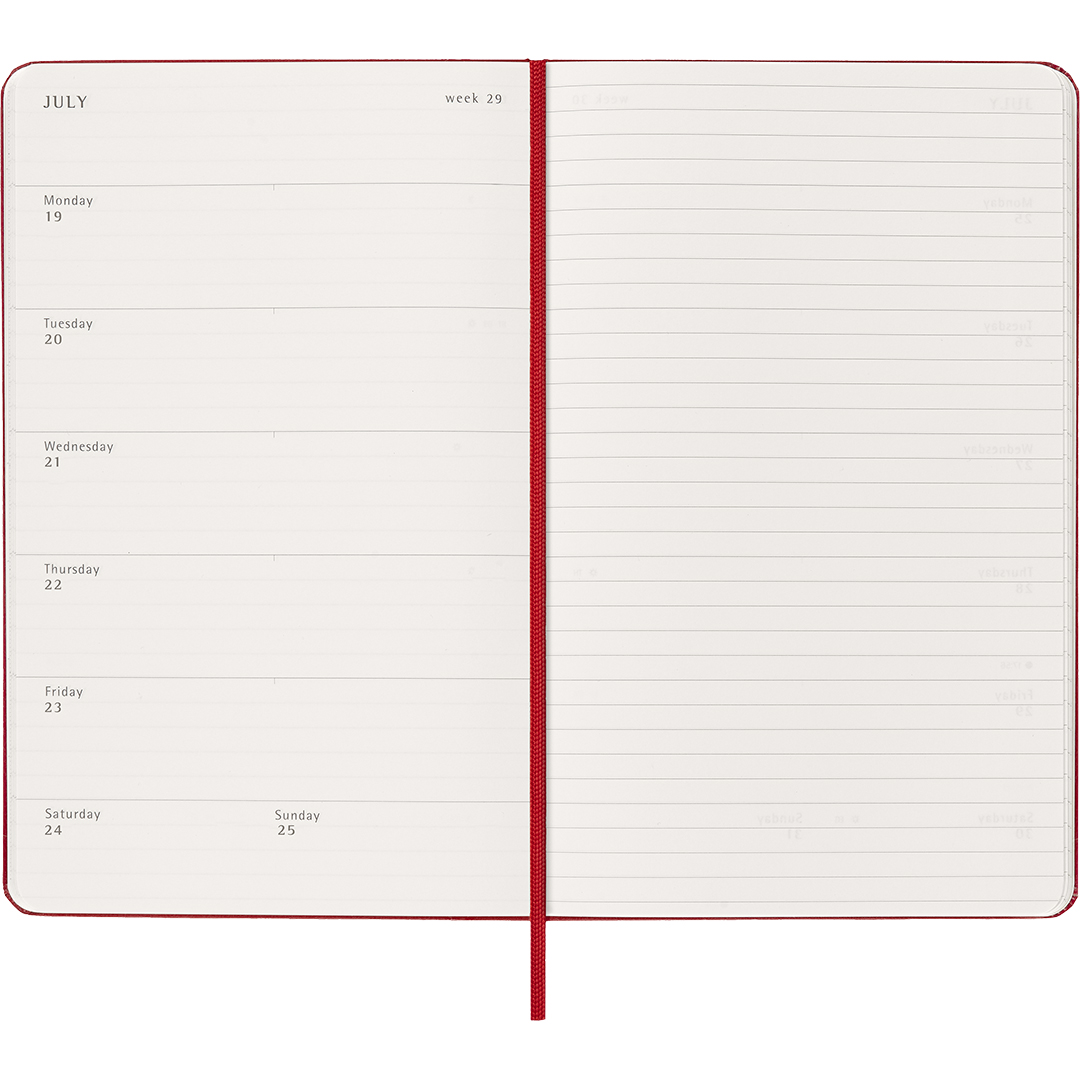 Calendar 18M WeekNote Hard Cover Large Red
