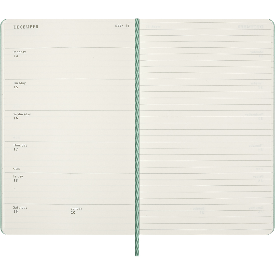 Calendar 18M WeekNote Hard Cover Large Sage Green
