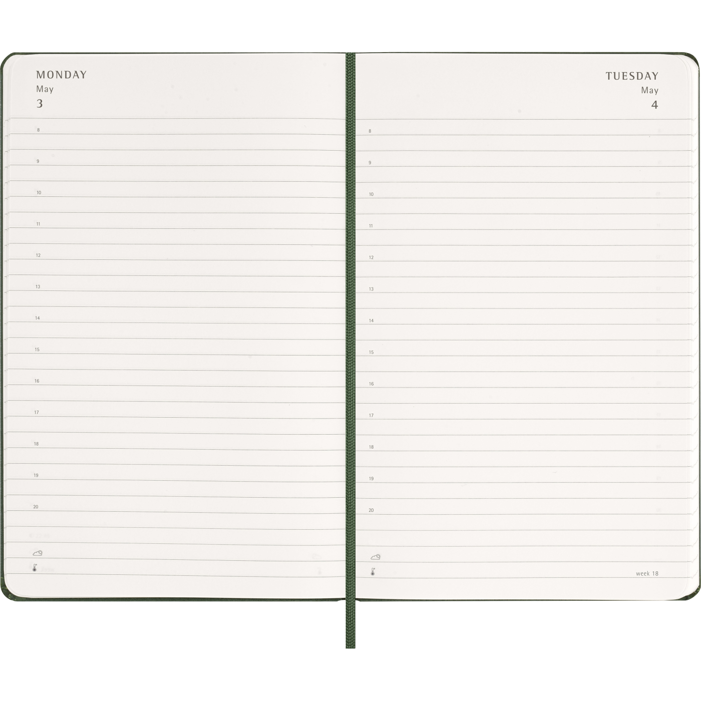 Calendar 12M Daily 2027 Hardcover Large Myrtle Green