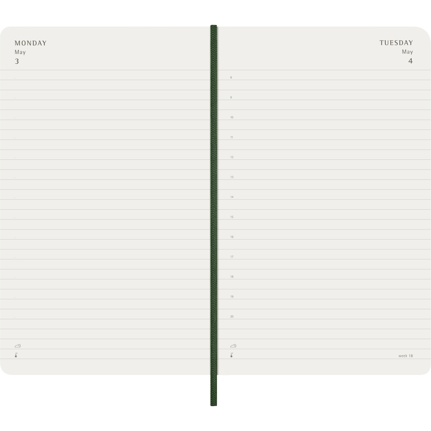 Calendar 12M Daily 2027 Softcover Large Myrtle Green