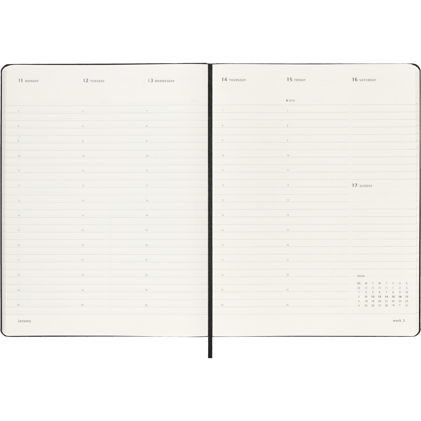 Calendar 12M Weekly Vertical PRO 2027 Hardcover XL Black 