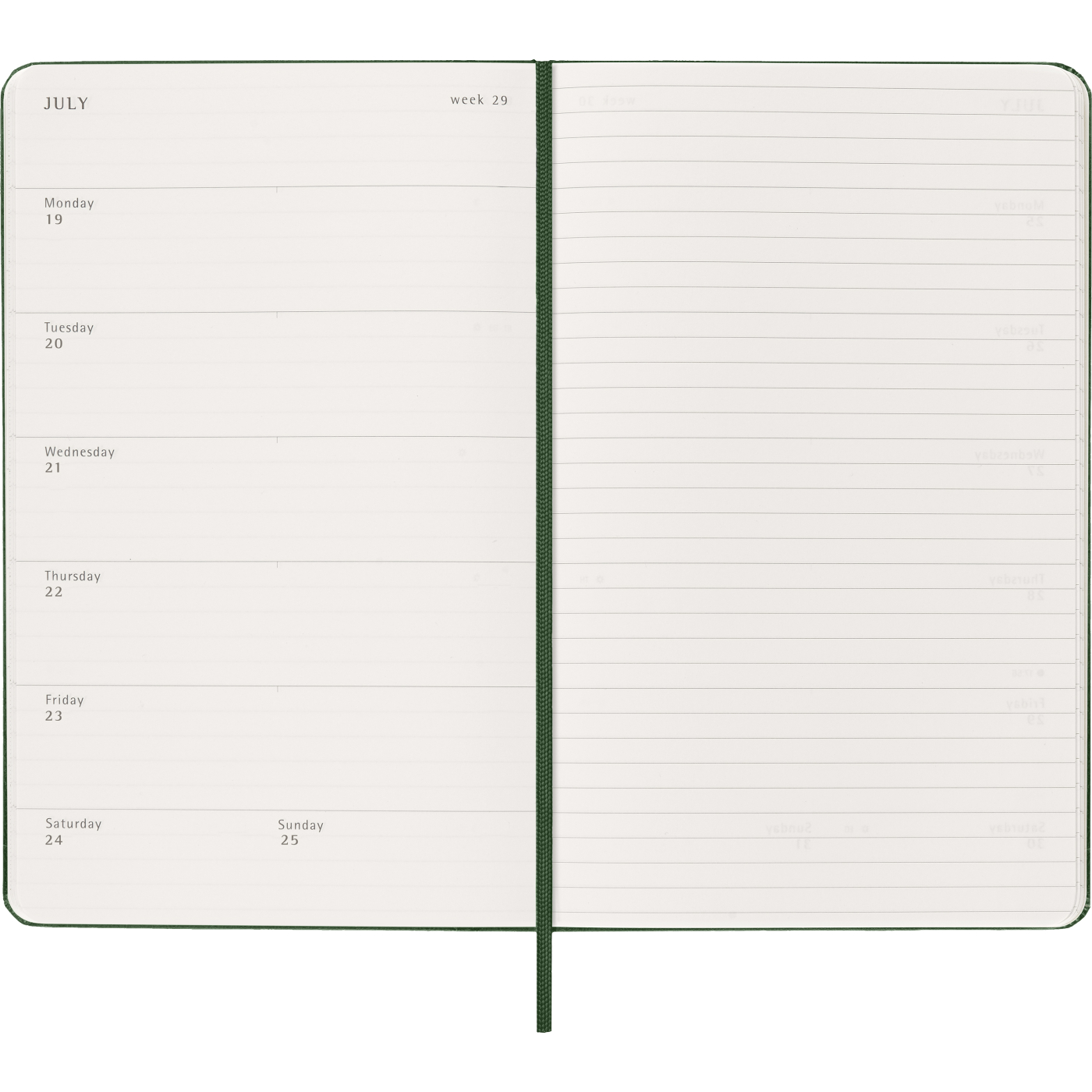 Calendar 12M Weekly Notebook 2027 Hardcover Large Myrtle Green 
