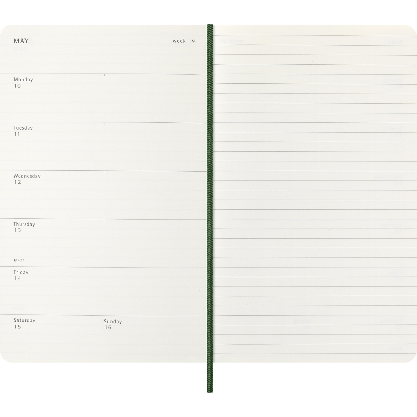 Calendar 12M Weekly Notebook 2027 Softcover Large Myrtle Green 
