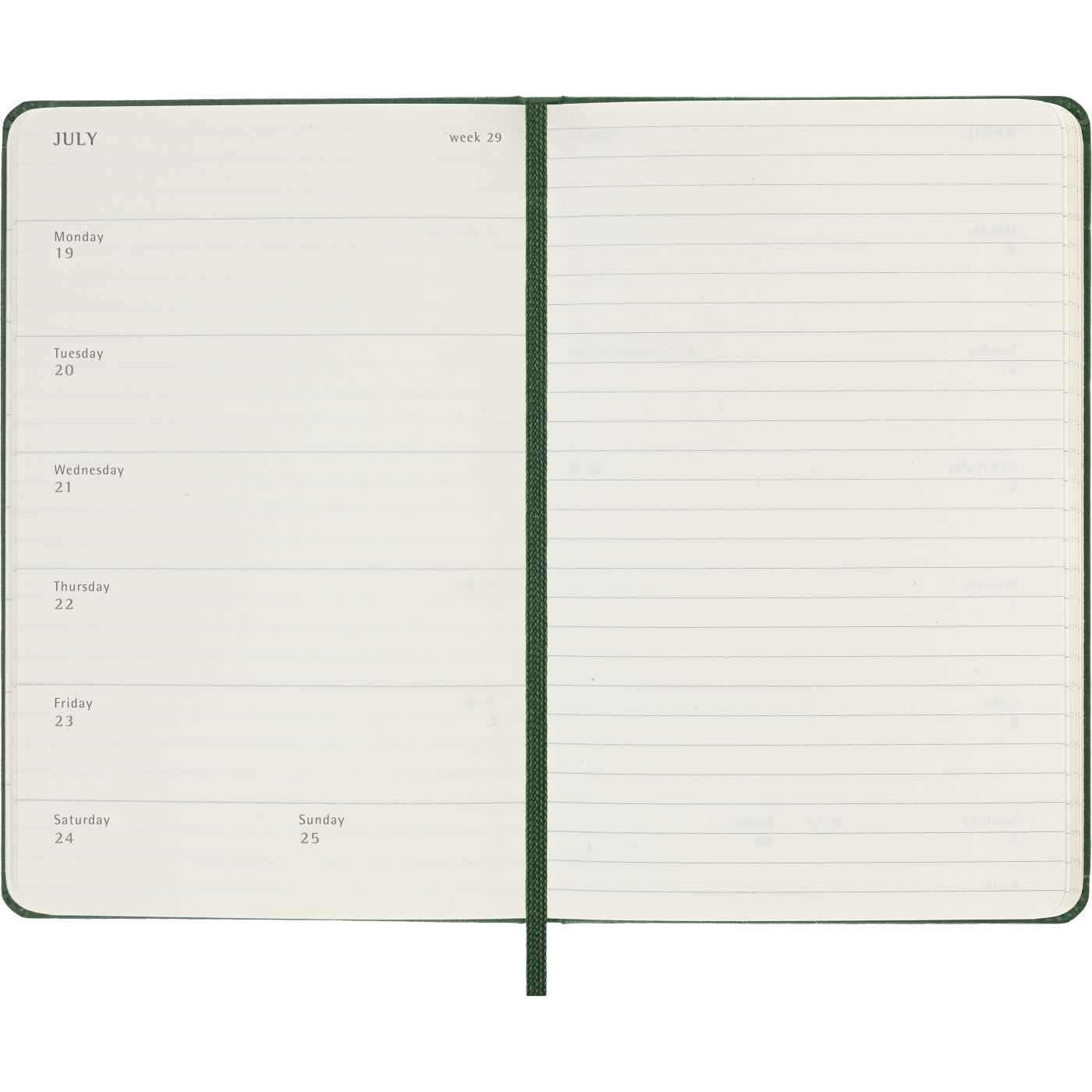 Calendar 12M Weekly Notebook 2027 Hardcover Pocket Myrtle Green 