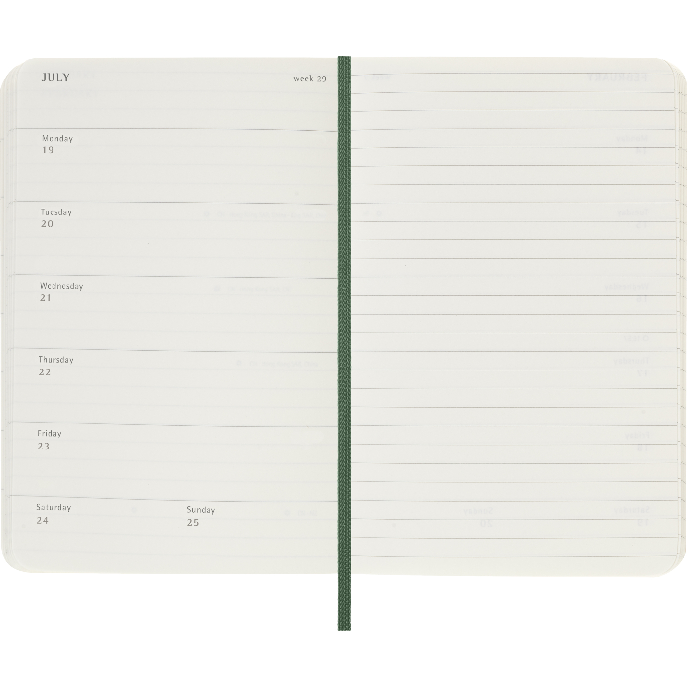Calendar 12M Weekly Notebook 2027 Softcover Pocket Myrtle Green 