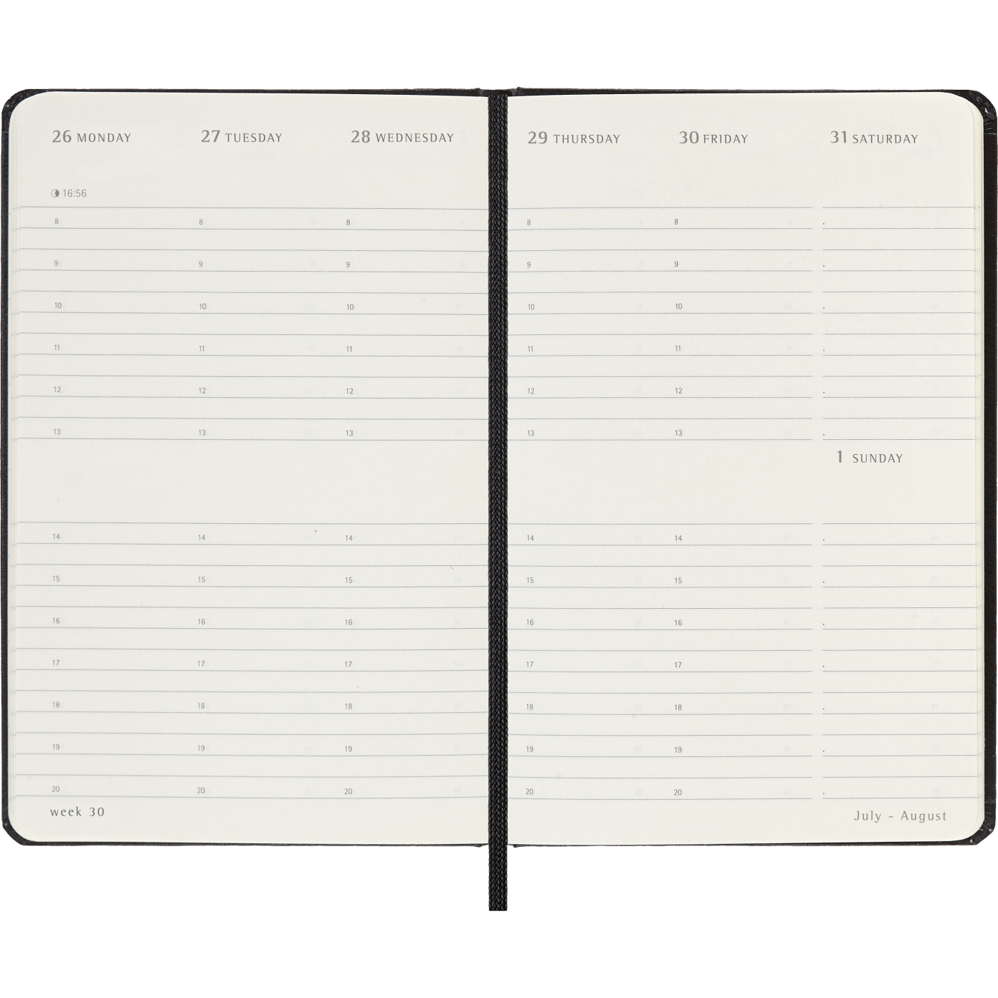 Calendar 12M Weekly Vertical 2027 Hardcover Pocket Black 
