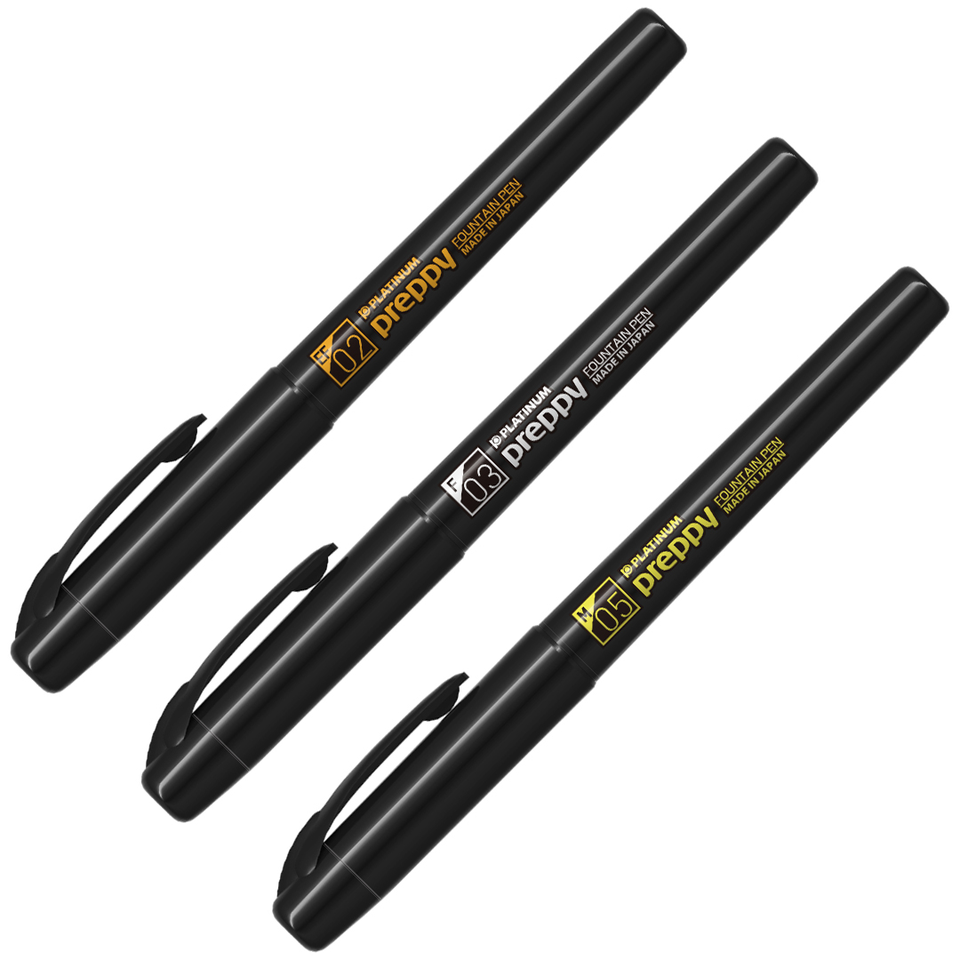 PLATINUM 14 K そして 18 Kブラック ペンセット Platinum Preppy Black Edition Fountain pen | Pen Store