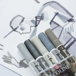 Brush Pen Grey 5-set in the group Pens / Artist Pens / Brush Pens at Pen Store (103713)