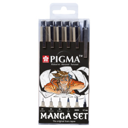 Manga Tool Pigma Micron Black 6-set in the group Pens / Writing / Fineliners at Pen Store (103847)