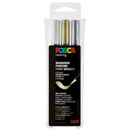 Posca Brush PCF-350 Metallic - Set of 3 in the group Pens / Artist Pens / Brush Pens at Pen Store (110426)