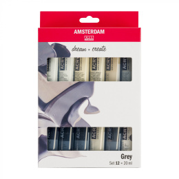 Acrylic Grey Set 12 x 20 ml in the group Art Supplies / Artist colours / Acrylic Paint at Pen Store (111749)