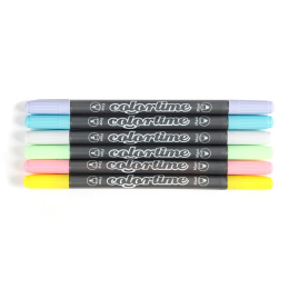 Felt-tip pens Two-Tip 6-set Pastel in the group Pens / Artist Pens / Felt Tip Pens at Pen Store (112503)