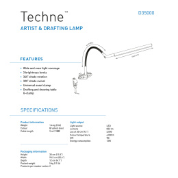 Techne Artist & Drafting Lamp in the group Hobby & Creativity / Hobby Accessories / Artist Lamps at Pen Store (126506)
