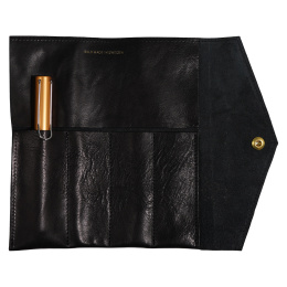 Fiffi Leather Pen Roll Black 4 pockets in the group Pens / Pen Accessories / Pencil Cases at Pen Store (126794)