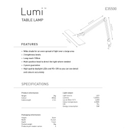 Lumi Task Lamp in the group Hobby & Creativity / Hobby Accessories / Artist Lamps at Pen Store (127938)