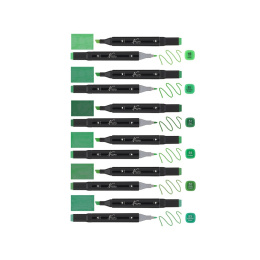 Dual-tip Markers 6-set Green in the group Pens / Artist Pens / Felt Tip Pens at Pen Store (128523)