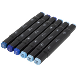 Dual-tip Markers 6-set Blue in the group Pens / Artist Pens / Felt Tip Pens at Pen Store (128525)
