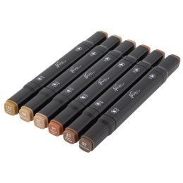 Dual-tip Markers 6-set Brown in the group Pens / Artist Pens / Felt Tip Pens at Pen Store (128526)