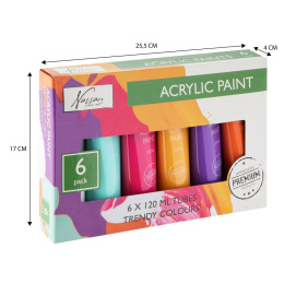 Acrylic Paint 120 ml 6-set Trendy in the group Art Supplies / Artist colours / Acrylic Paint at Pen Store (128549)
