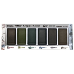Gansai Tambi Aquarelle 6-set Graphite Colors in the group Art Supplies / Artist colours / Watercolor Paint / Watercolor pans at Pen Store (128725)