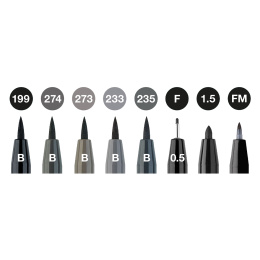 PITT Artist Pack of 8 Grey & Black in the group Pens / Writing / Fineliners at Pen Store (128744)