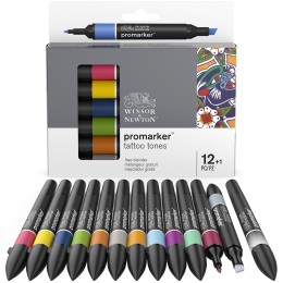Promarker Set of 12 + Blender (Tattoo Tones) in the group Pens / Artist Pens / Illustration Markers at Pen Store (128781)