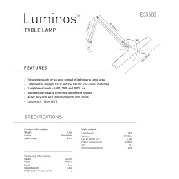 Luminos Table Lamp in the group Hobby & Creativity / Hobby Accessories / Artist Lamps at Pen Store (129122)
