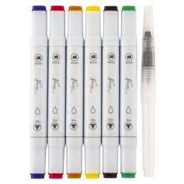 Aquarel marker Dual 6-set Basic + waterbrush in the group Pens / Artist Pens / Watercolor Pencils at Pen Store (129352)