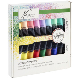 Acrylic Paint 18-set Bright & Pastel in the group Art Supplies / Colors / Acrylic Paint at Pen Store (129362)