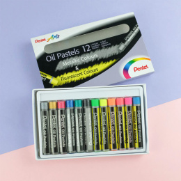 Oil Pastels Fluo & Metallic Set of 12 in the group Art Supplies / Crayons & Graphite / Pastel Crayons at Pen Store (129513)
