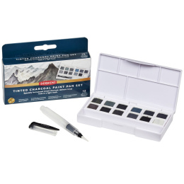 Tinted Charcoal Paint Pan Set 12 Half pans in the group Art Supplies / Artist colours / Watercolor Paint / Watercolor pans at Pen Store (129568)