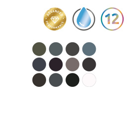 Tinted Charcoal Paint Pan Set 12 Half pans in the group Art Supplies / Artist colours / Watercolor Paint / Watercolor pans at Pen Store (129568)