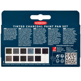 Tinted Charcoal Paint Pan Set 12 Half pans in the group Art Supplies / Artist colours / Watercolor Paint / Watercolor pans at Pen Store (129568)