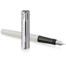 Allure Deluxe Metal & White Fountain Pen Fine in the group Pens / Fine Writing / Fountain Pens at Pen Store (132015)