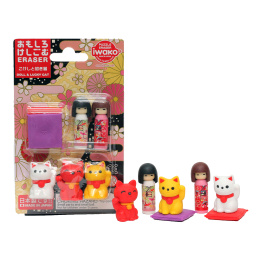 Puzzle Eraser Set Kokeshi & Lucky Cat in the group Pens / Pen Accessories / Erasers at Pen Store (132473)