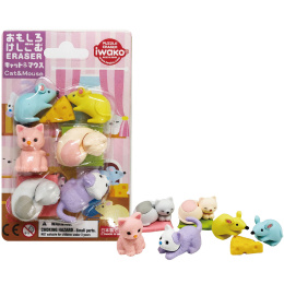 Puzzle Eraser Set Cat & Mouse in the group Pens / Pen Accessories / Erasers at Pen Store (132480)