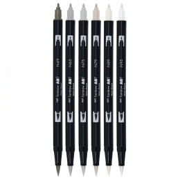 ABT Dual Brush pen Set 6 pcs Gray in the group Pens / Artist Pens / Brush Pens at Pen Store (134116)