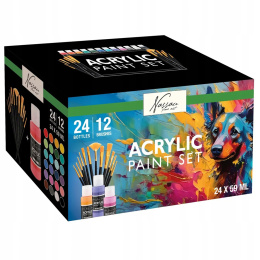 Acrylic set 24 colours (59 ml) + 12 brushes in the group Art Supplies / Artist colours / Acrylic Paint at Pen Store (134423)