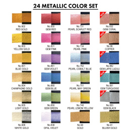 Gansai Tambi Aquarelle 24-set Metallic in the group Art Supplies / Artist colours / Watercolor Paint / Watercolor pans at Pen Store (135536)